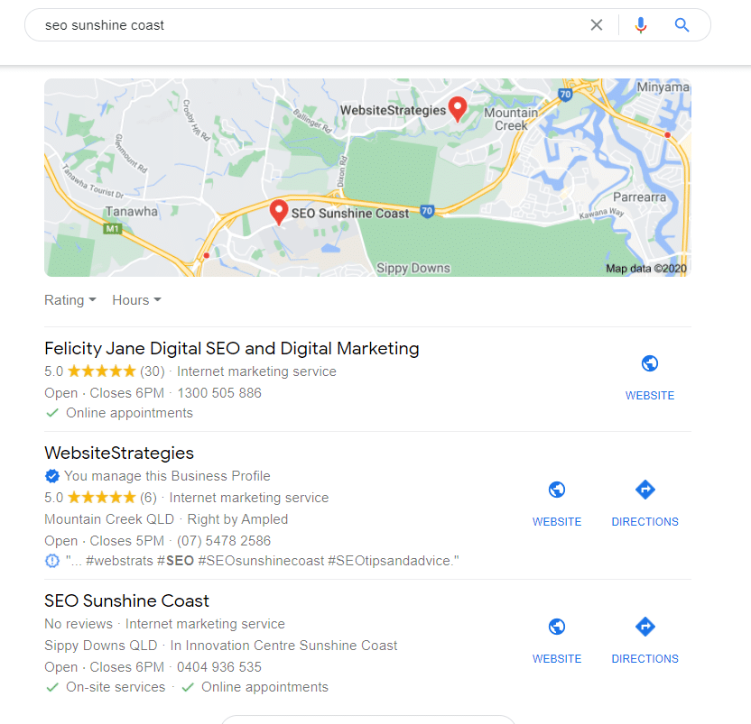 Google Maps Results