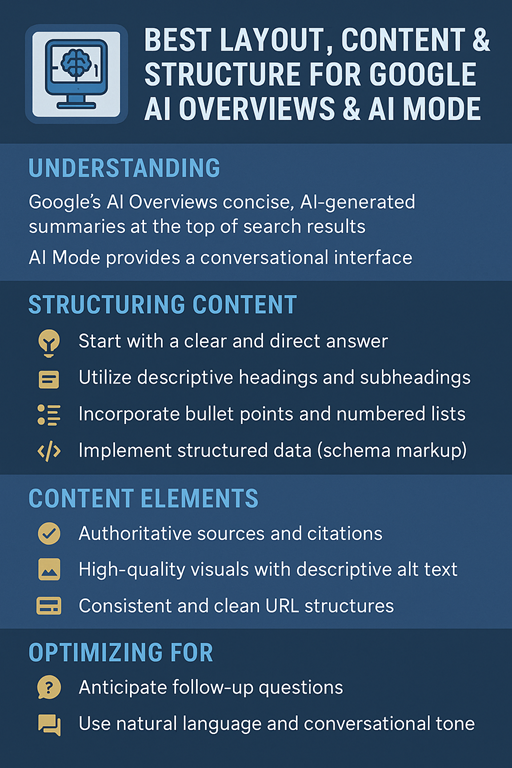 best layout, content & structure for Google AI Overviews and Google AI Mode