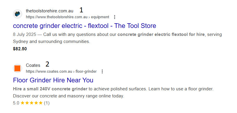 brand name in search results